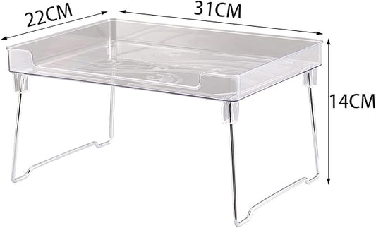 Kitchen Stackable Shelves 2Pack, Cabinet Storage Shelf Rack, Foldable Countertop Shelf Organizer for Kitchen, Bedroom and Bathroom, Cabinet Storage Organization-Clear