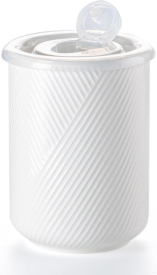 Canister Sets for Kitchen Countertop: Ceramic Food Storage Jar with Airtight Lids - Large Seal Damp-proof Containers for Coffee Tea Flour Sugar Rice Cookies Candy - White (42 oz)