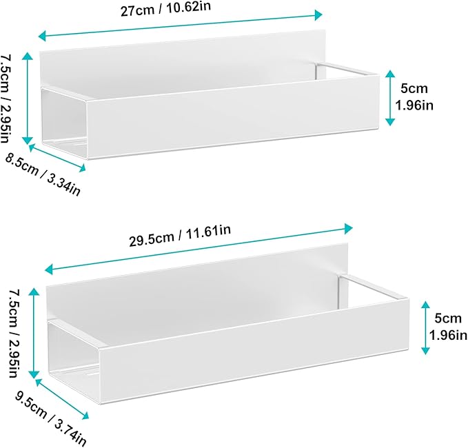 2 Pack Moveable Fridge Magnetic Spice Racks,Metal White