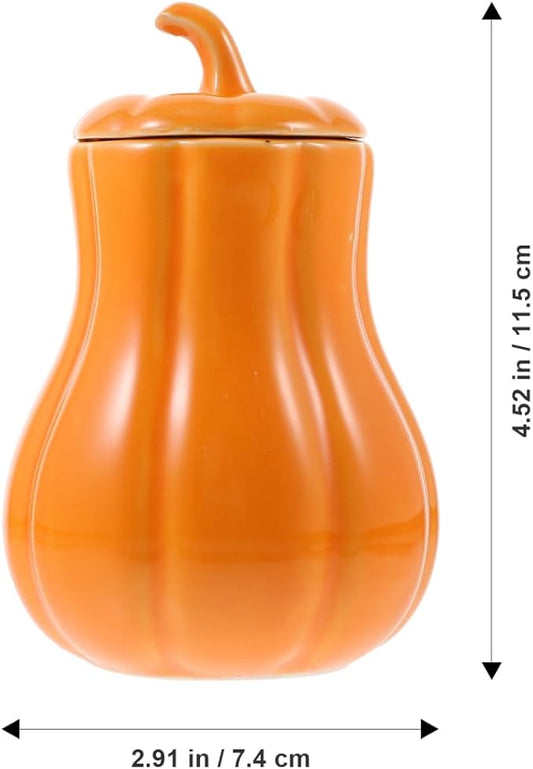 UPKOCH Ceramic Tea Canister, Pumpkin Shape Candy Jar, Loose Tea Jar Coffee Sugar Storage Pot, Food/Seasoning Container for Home Fall Decor (Small)