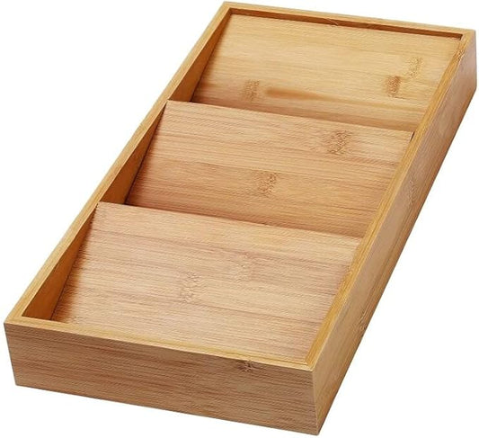 YBM Home In-Drawer 3-Tier Bamboo Spice Rack Drawer Organizer Tray for Cabinet and Kitchen Drawers, 3 Slanted Tiers for Garlic, Salt, Pepper, Seasonings, Spice Jars, and More, 316