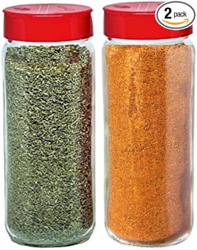 JARMING COLLECTIONS Glass Spice Jars with Shaker Lids - Spice Containers 16 oz Popcorn Seasoning Shaker or Parmesan Cheese, Cinnamon Sugar Dispenser