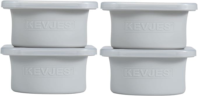 Stackable Silicone Artisan Pizza Dough Proofing Proving Containers with Lids-2/3/4/5 pack-500ml portion (Grey, 4 PACK)