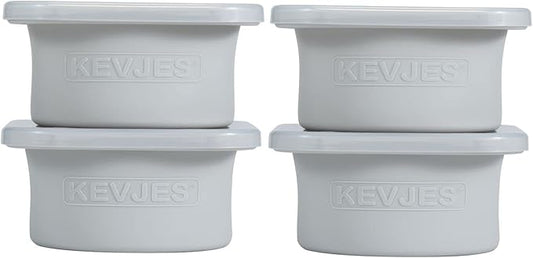 Stackable Silicone Artisan Pizza Dough Proofing Proving Containers with Lids-2/3/4/5 pack-500ml portion (Grey, 4 PACK)
