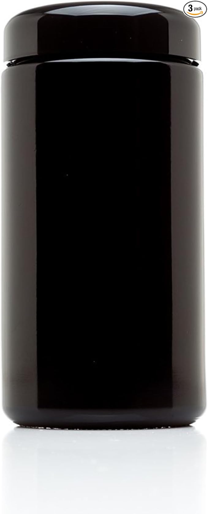 Infinity Jars Classic Black Glass Jar 500 ml (17 fl oz) Ultraviolet Airtight Smell Proof, Refillable Screw Top Container for Long-Term Storage of Coffee, Spices, Tea, Dried Goods, Kitchen Jar 3 Pack