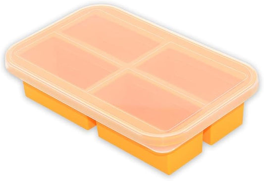 Bangp 1-Cup Silicone Freezing Tray with Lid,Soup Freezer Molds,Silicone Meal Prep Containers,Silicone Molds for Soup and Food Storage - Makes 4 Perfect 1 Cup Portions