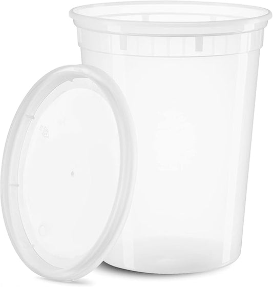 [24 Sets] 32 oz. Deli Food Storage Freezer Containers With Leak-proof Lids