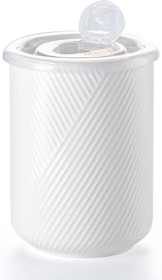 Canister Sets for Kitchen Countertop: Ceramic Food Storage Jar with Airtight Lids - Large Seal Damp-proof Containers for Coffee Tea Flour Sugar Rice Cookies Candy - White (23 oz)