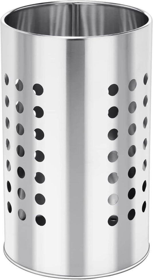 EORTA Stainless Steel Kitchen Utensil Holder Flatware Cylinder Silverware Draining Organizer Drying Rack with Round Drain Holes for Forks, Knives, Spoons, Chopsticks, Medium