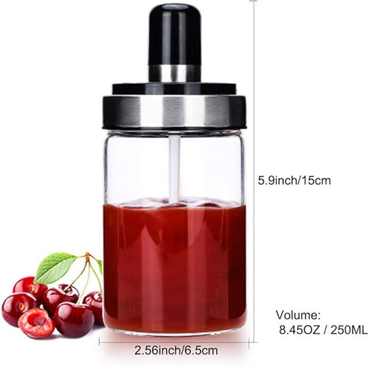 TENTA Kitchen 3 High Borosilicate Glass Spice Jars Seasonning Box Jar Condiment Jar, Combination Spoon and Lid Design, Premium Commercial Grade, Empty Jars 8.45 oz, Airtight Cap.