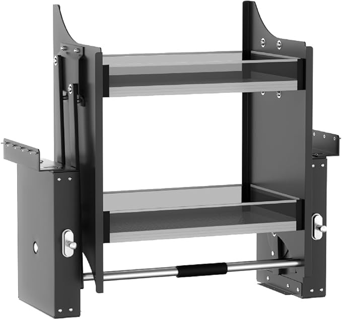 Pull Down Shelf for Kitchen Upper Cabinet, Heavy Duty Cabinet Organizer Large Storage Space, 26-28 Inch Width, Black