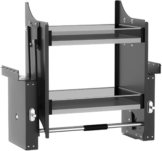 Pull Down Shelf for Kitchen Upper Cabinet, Heavy Duty Cabinet Organizer Large Storage Space, 26-28 Inch Width, Black