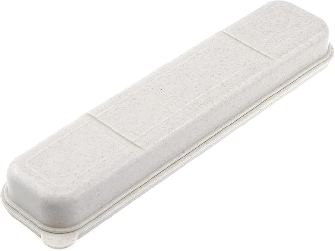 MY MIRONEY Portable Travel Tableware Box Beige Flatware Storage Box Case Travel Utensils Cutlery Case with Bag for Fork Spoon Chopsticks