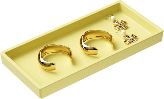Vanity and Bathroom Tray, 6.3" ABS Countertop Organizer,Waterproof Vanity Tray for Toilet Tank,Perfume,Soap,Keys,Bathroom Accessories,Kitchen and Bath Trays,Non Slip Small Trays,Gold