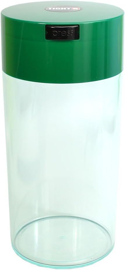 Tightvac - 5oz to 24 Ounce - Patented Airtight Container | Multi-use Vacuum Container Works as Smell Proof Containers for Herbs and Dry Goods. Green Clear