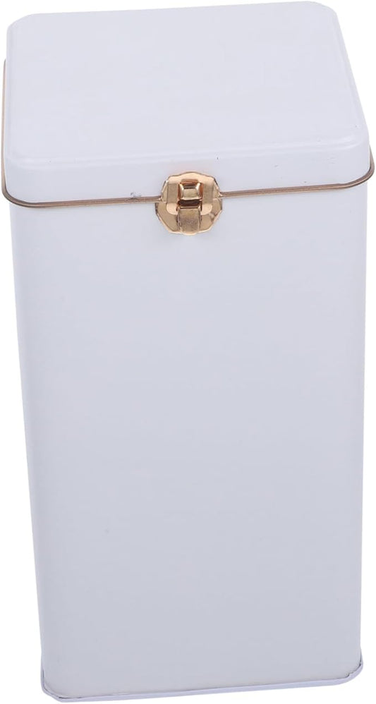 Metal Tea Canister with Airtight Lids Candy Jar Kitchen Storage Jar Tea Tin Tins Tea Storage Jar Jars with Lid Food Storage Tin Container White Tea Box Loose Tea Tinplate