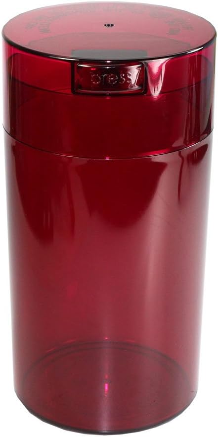 TV4-CRT Tightvac - 3 to 12 Oz Vacuum Sealed Storage Container, 1.3-Liter/1.1-Quart, Red Tint Cap & Body