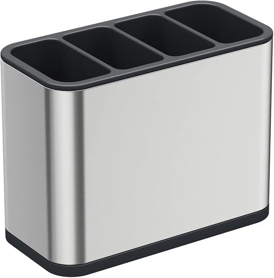 Silverware Caddy Utensil Caddy Spoon Holder with 4 Divided Compartments, Sturdy Stainless Steel, Rust Proof