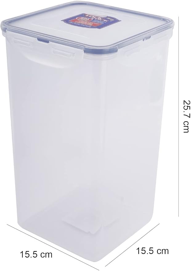 LOCK & LOCK Easy Essentials Food lids/Pantry Storage/Airtight containers, BPA Free, Square-16.9 Cup-for Chips, Clear