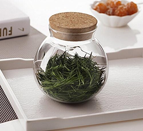 500ml/17oz Round Clear Glass Jar Food Wood Storage Jar Containers With Wood Cork Stopper Kitchen Snack Sealed Can for Tea Coffee Beans Candy Nuts Dry Flower