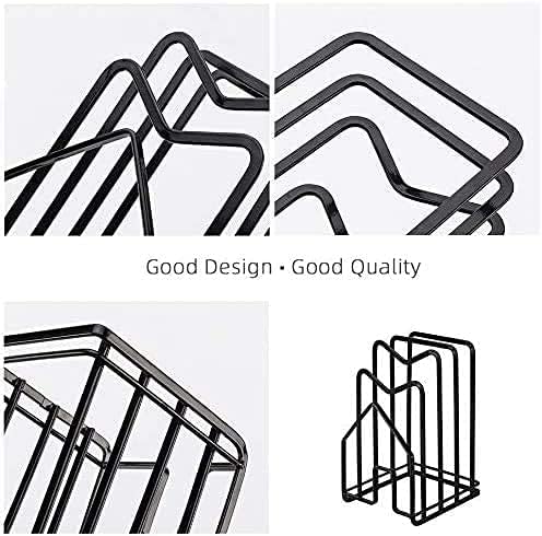 LINFIDITE Cutting Board Holder Chopping Boards Organizer Holder Kitchen Countertop Pot Pan Lids Rack Kitchenware Organizer Flat Steel 4.92 x 5.7 x 8.47 in. Black