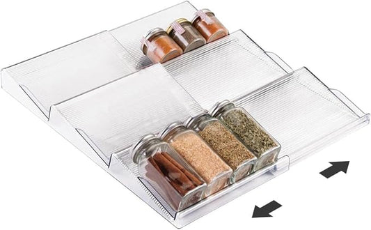 Spice Drawer Organizer for Kitchen: Acrylic Seasoning Organizer Drawer for Rack Cabinet Drawers