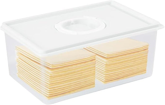 Sliced Cheese Container with Time Recording - Block Cheese Storage Container for Fridge Cream Cheese Sliced Cheese Cheddar Cheese Box with Lid Cheese Saver