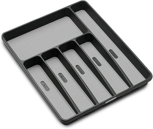 madesmart Classic Large Silverware Tray - Granite |CLASSIC COLLECTION | 6-Compartments| Kitchen Drawer Organizer | Soft-Grip Lining and Non-Slip Rubber Feet | BPA-Free