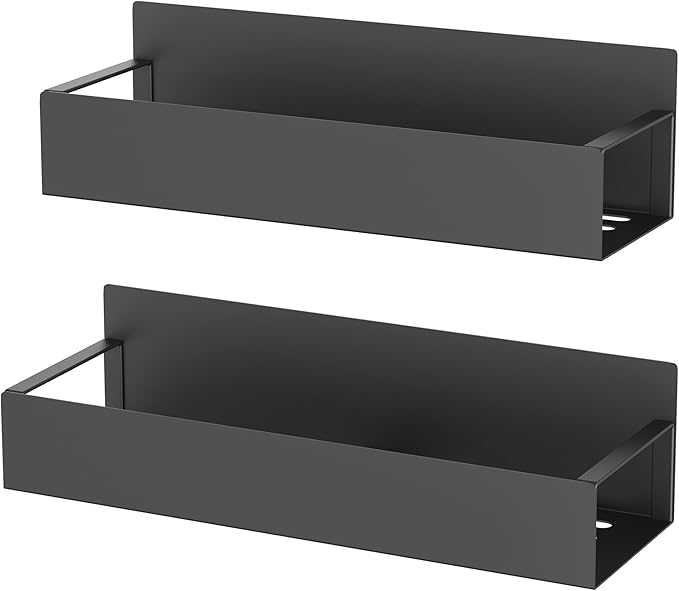 2 Pack Magnetic Spice Storage Rack Organizer for Refrigerator and Oven, Matt Black Fridge Organizers and Storage