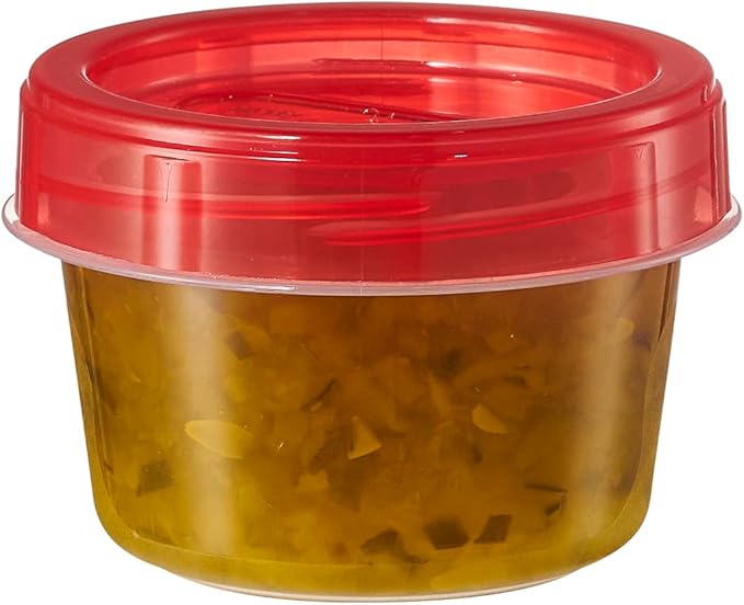 PLASTICPRO 6 Pack Twist Cap Food Storage Containers with Red Screw on Lid- 4 oz Reusable Meal Prep Containers - Small Freezer Containers Microwave Safe Red Plastic Food Storage