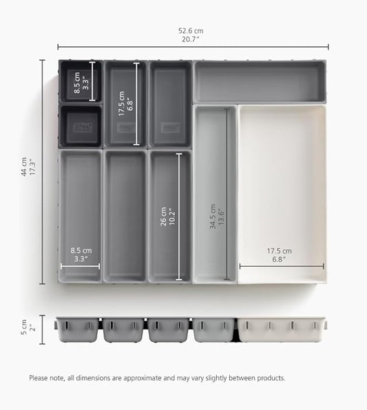 Joseph Joseph Blox 10 Piece Plastic Storage Trays Organizer Grey
