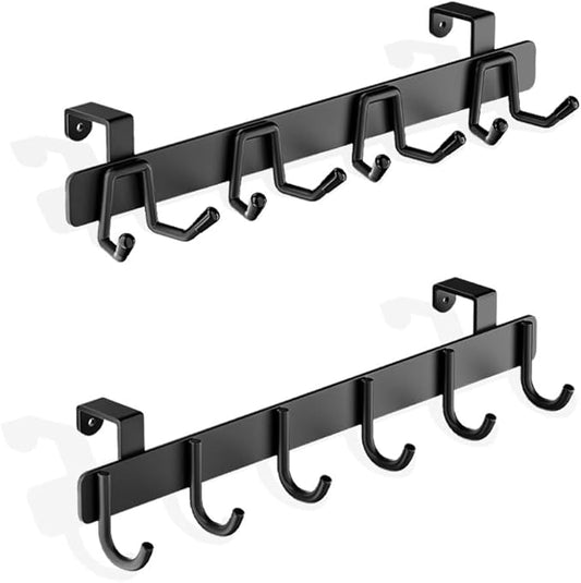 2 Pack Over The Cabinet Door Hook - for Doors up to 3/4''(2cm) Thickness, Back of Cabinet Door Rack Hanger Organizer for Coats, Hats, Bathroom Towels, Kitchen Utensils