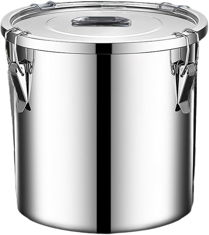 stainless steel food storage containers with lids lock clips airtight container large airtight for rice flour sugar grain coffee bean storage containers Kitchen jar (1.59gal/6L)