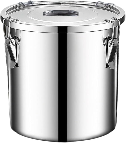 stainless steel food storage containers with lids lock clips airtight container large airtight for rice flour sugar grain coffee bean storage containers Kitchen jar (1.59gal/6L)