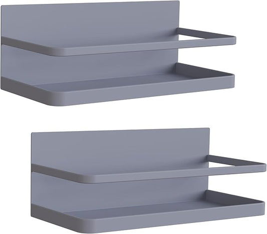 Magnetic Spice Rack Organizer Single Tier Refrigerator Spice Storage Shelf, Easy to Install The Side of The Refrigerator Can Hold spices (Gray 2)