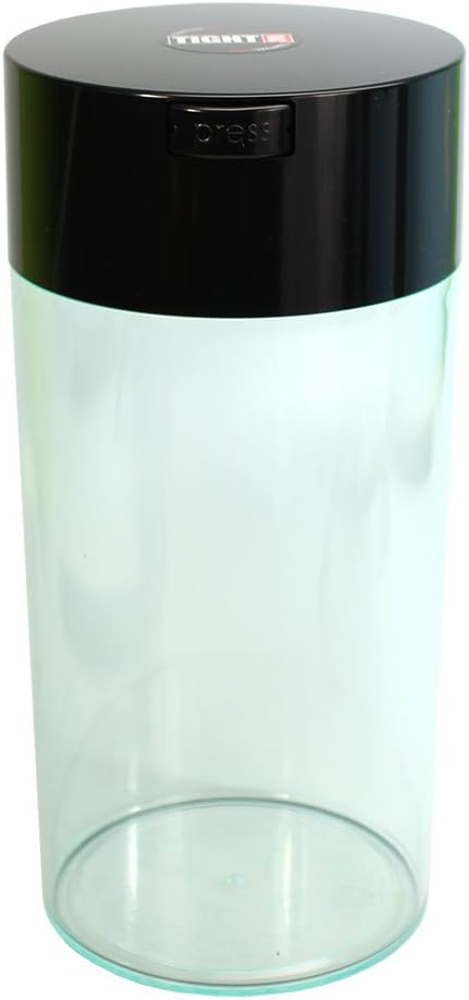 Tightvac - 5oz to 24 Ounce - Patented Airtight Container | Multi-use Vacuum Container Works as Smell Proof Containers for Herbs and Dry Goods. Black Clear