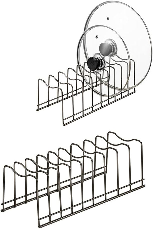 Pot Lid Holder Organizer, Kitchen Countertop Storage Rack Cutting Boards, Bakeware, Pots & Pans, Serving Trays, Reusable Containers in Cabinet Pantry, Stainless Steel