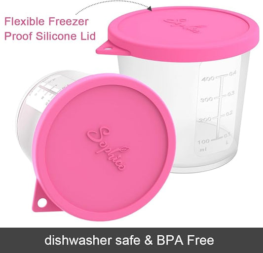 SOPHICO Ice Cream Pint Containers with Silicone Lids, Freezer Food Storage Tubs for Homemade IceCream, Meal Prep, Yogurt and Soup, Airtight & Dishwasher Safe (MEDIUM, 4 Pack)