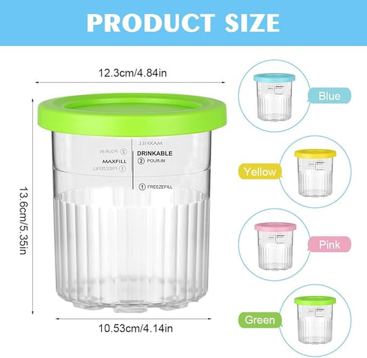 Creami Pint Containers for Ninja Creami Pints and Lids - 4 Pack Ninja Creami Deluxe Pints, 24oz Ice Cream Containers Suitable for NC500/NC501 Series Ice Cream Maker, Airtight BPA-Free