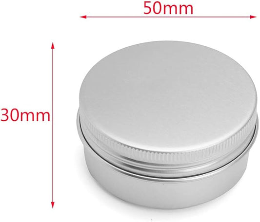 60 Pack aluminum round lip balm tin container bottle with screw thread lid - great for store spices, candies, tea or gift giving, （1oz）