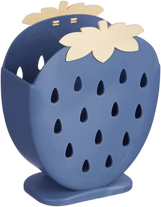AKOAK 1 Pack Strawberry Chopsticks Stand, Cutlery Storage Box, Suitable for Storing Spoons, Chopsticks, Spoons, Knives and Other Kitchen Utensils (Dark Blue)