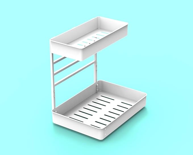 EVERIE Pull Out Slide Shelf Organizer for Under Sink Organization in Kitchen, Bathroom, Counter, Cabinets (White, 1 Set)