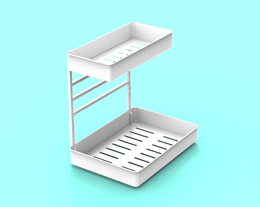 EVERIE Pull Out Slide Shelf Organizer for Under Sink Organization in Kitchen, Bathroom, Counter, Cabinets (White, 1 Set)