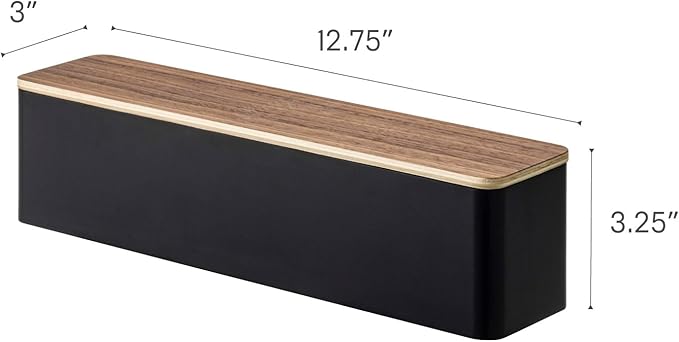 Yamazaki Home Rin Utensil Case Knife Fork Spoon Silverware Cutlery Holder With Divider, Portable For Kitchen Counter Or Table - Plastic + Wood