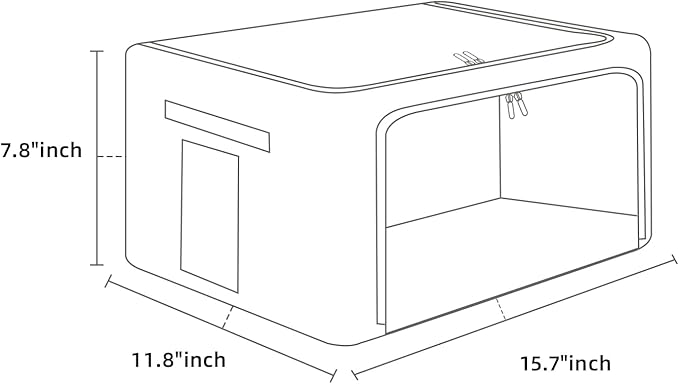 2 Pack Clear Window Storage Bins Foldable Fabric Storage Bins Boxes for Clothes Stackable Box Organizer Set with Carrying Handles (Beige, 22L,15.7x 11.8x 7.8 Inch)