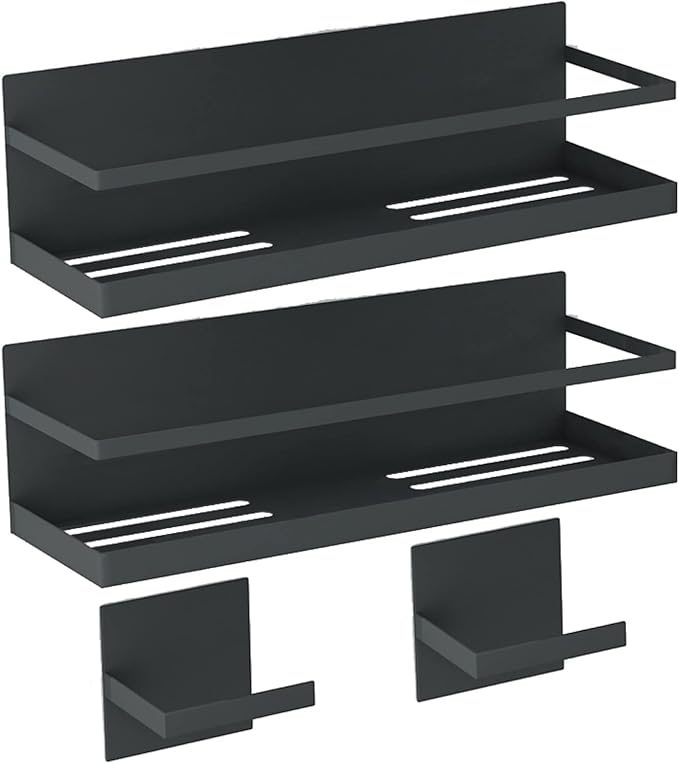 Magnetic Spice Rack For Refrigerator Magnetic Fridge Shelf For Kitchen Spice Organizer Magnetic Shelf For Fridge Space Saving Black 2 Pack With Magnetic Paper Towel Holder
