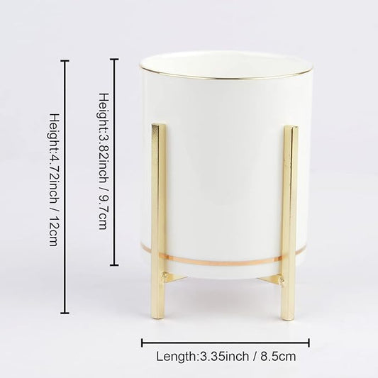 Fork and Spoon Holder Cute, Gold Spoon Stand, Countertop Silverware Holder, Small Utensil Holder for Kitchen Countertop, Ceramic Cup with Gold Trim, Kitchen Decor, 1 Pc