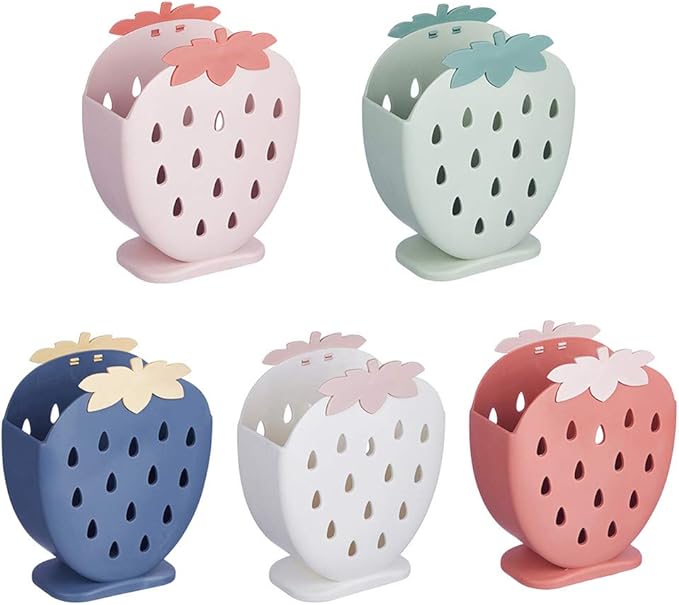 AKOAK 1 Pack Strawberry Chopsticks Stand, Cutlery Storage Box, Suitable for Storing Spoons, Chopsticks, Spoons, Knives and Other Kitchen Utensils (Creamy White)