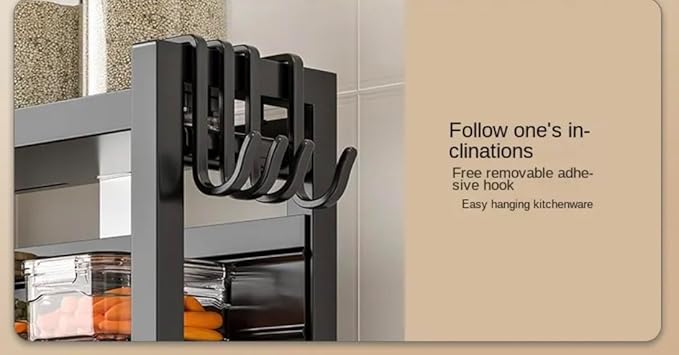 Multi-Functional Stainless Steel Spice and Knife Storage Organizer, Cutting Board, Utensil Organizer, Hooks, 2 Levels of Spice Shelves for pantry, Counter Shelf, Cubinet, Dining,Bathroom