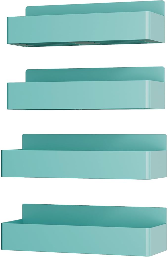 Magnetic Spice Rack for Refrigerator, Kitchen Organizer and Storage Shelf, Blue (4 Pack)…
